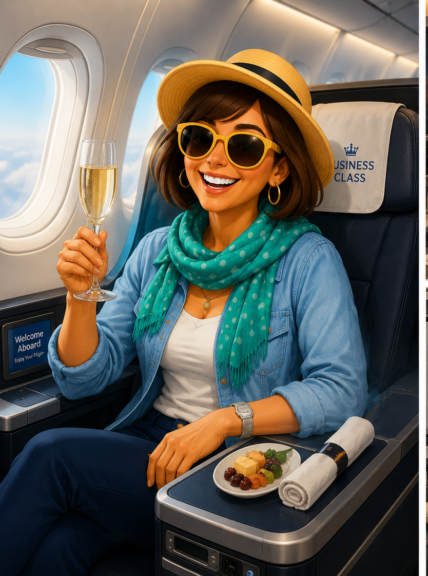 Aunt Tia in Business Class